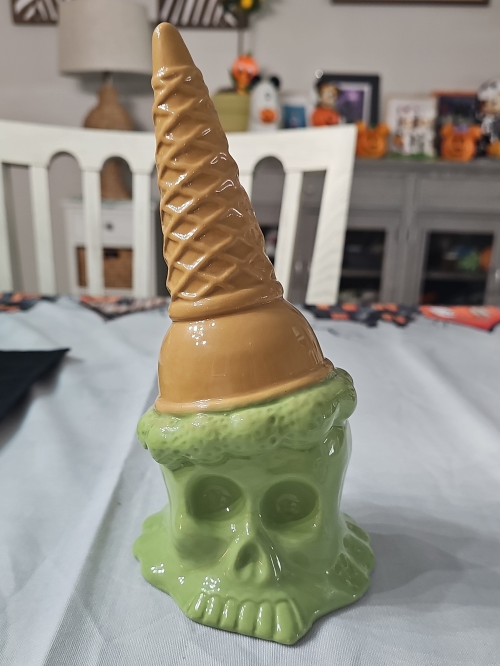 New! Halloween Green Skull Ice Cream Cone
